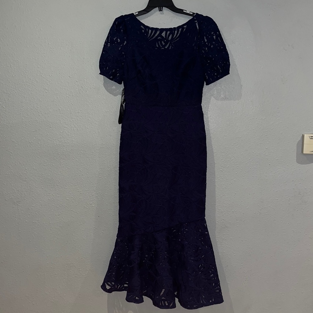 Kay Unger New York Zoey Lace Tea Length Dress - Picture 8 of 17